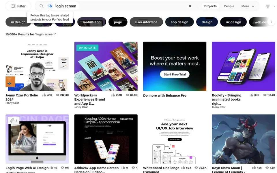 Behance website preview