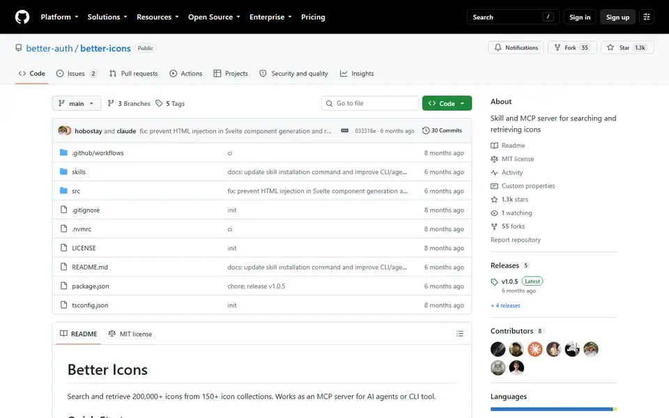 better-auth/better-icons website preview