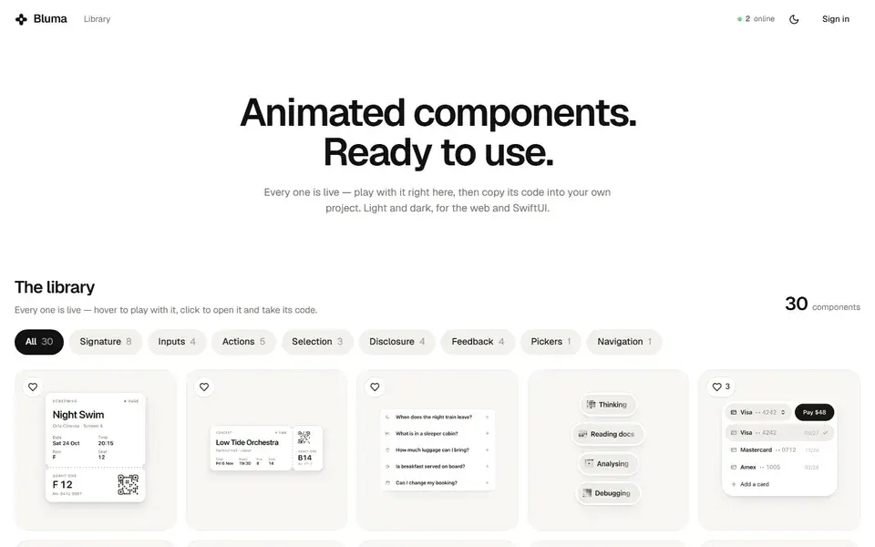 Bluma website preview