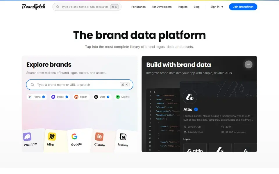 Brandfetch website preview