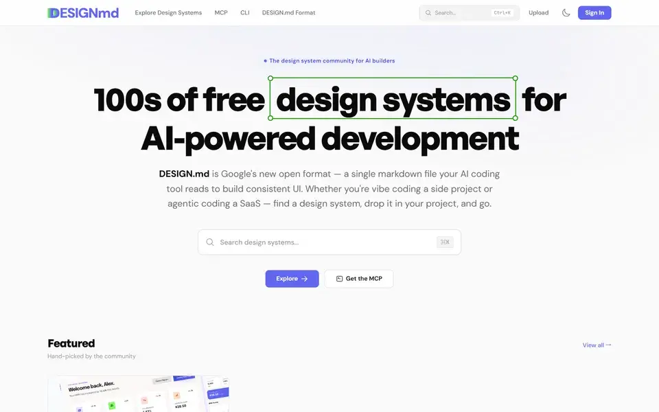 Designmd AI website preview