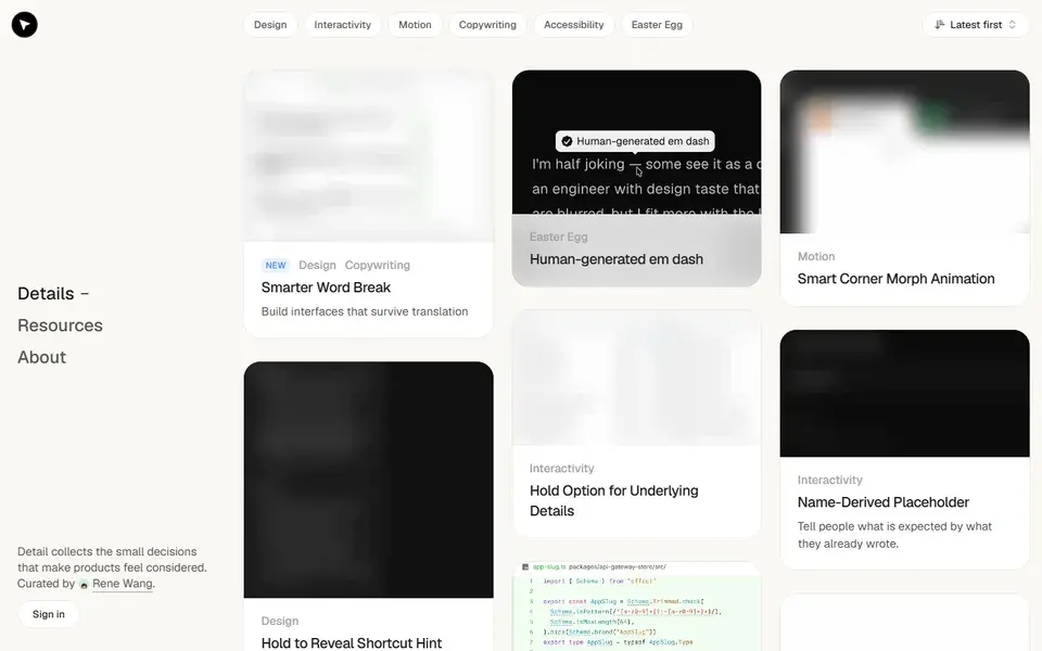 Detail website preview