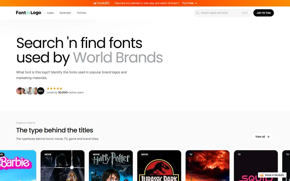 Font In Logo website preview