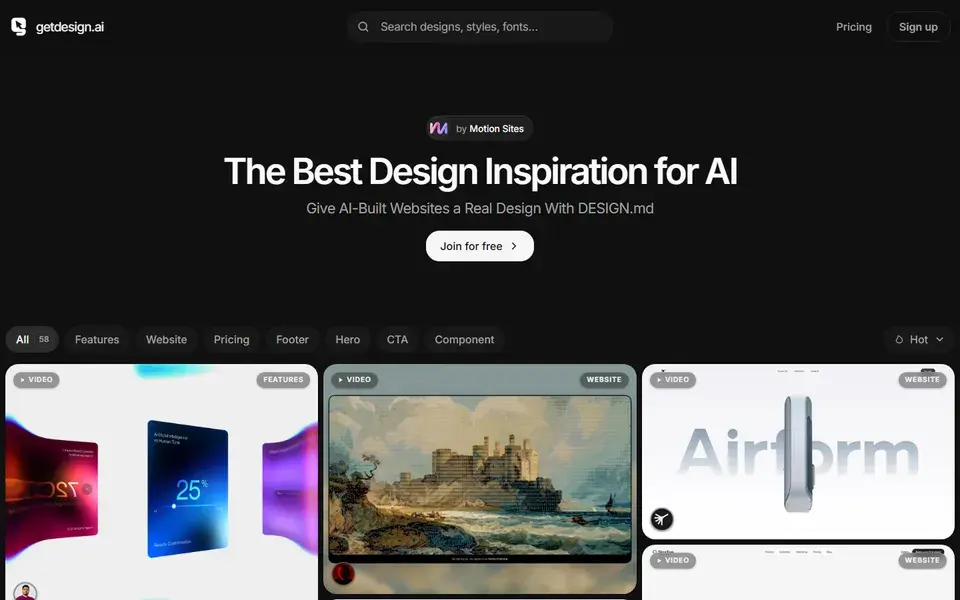Getdesign AI website preview