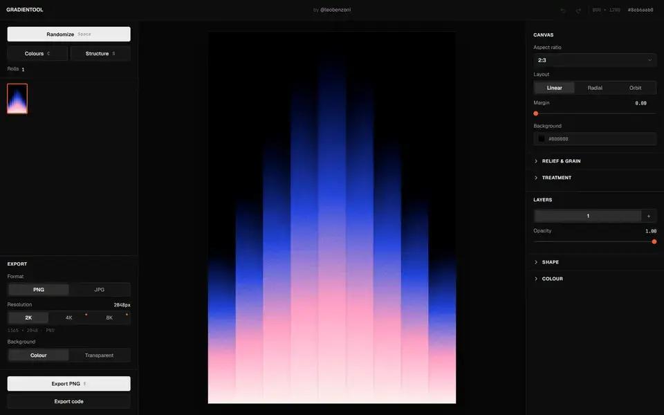 Gradientool website preview