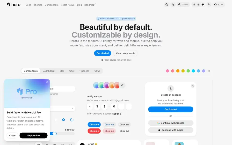 Heroui website preview