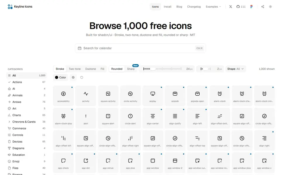 Keylineicons website preview