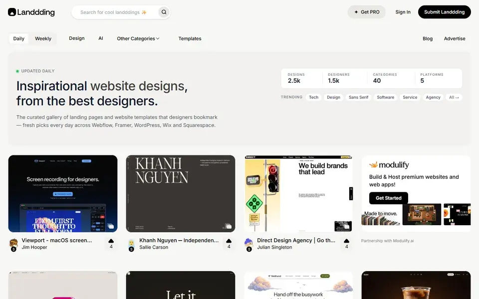 Landdding website preview