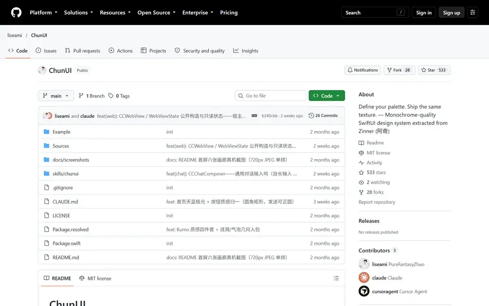 liseami/ChunUI website preview