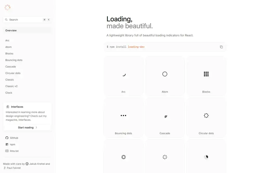 Loading.dev website preview