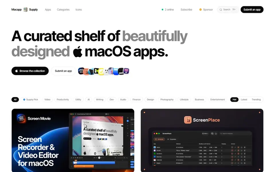 Macapp Supply website preview