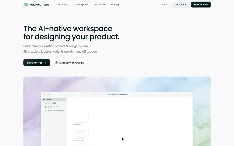 Magic Patterns website preview