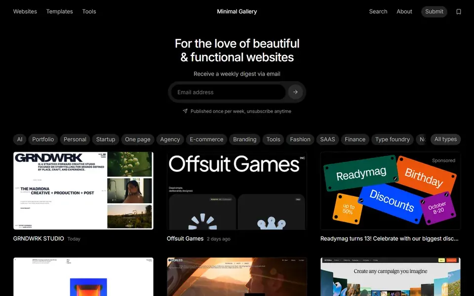 Minimal Gallery website preview