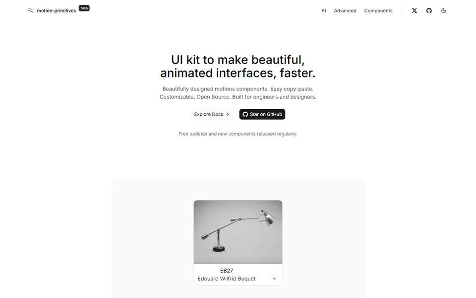 Motion Primitives website preview