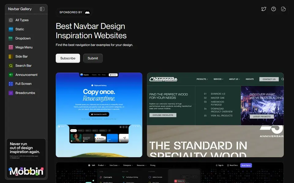 Navbar website preview