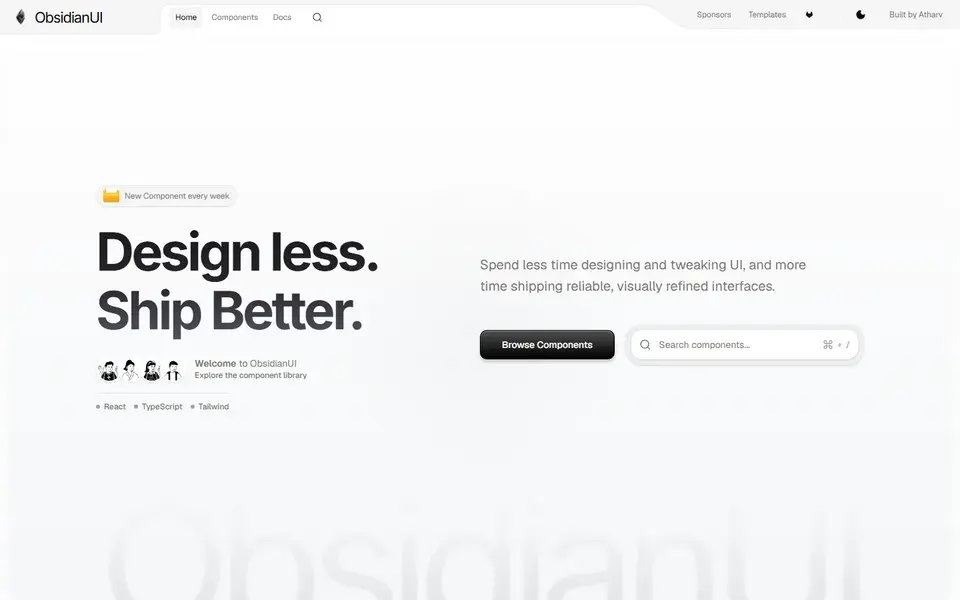 Obsidianui website preview
