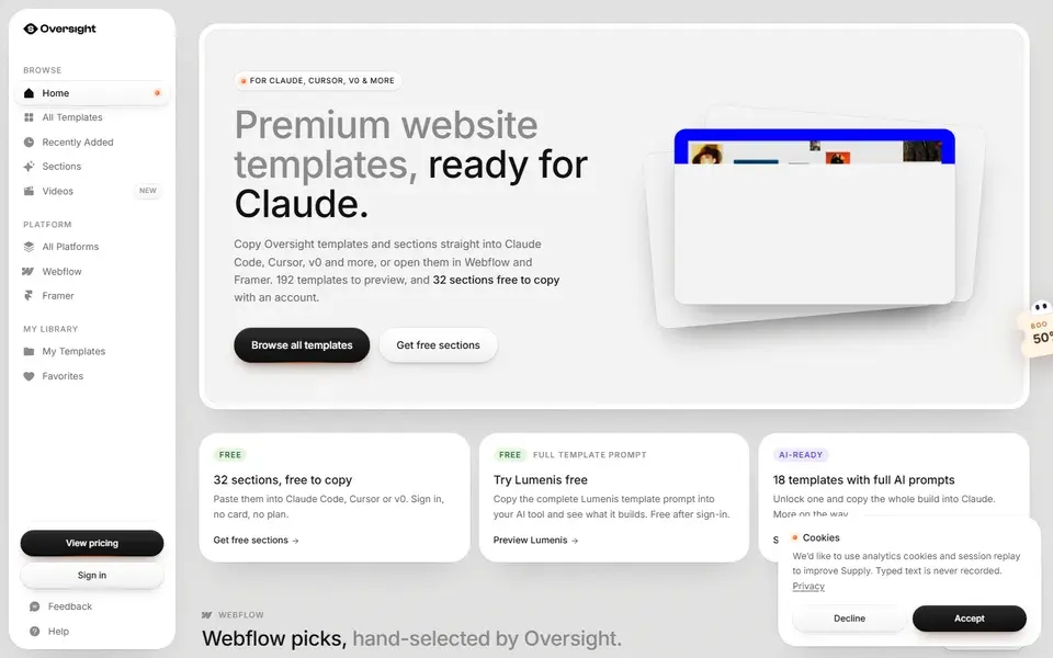 Oversight Supply website preview