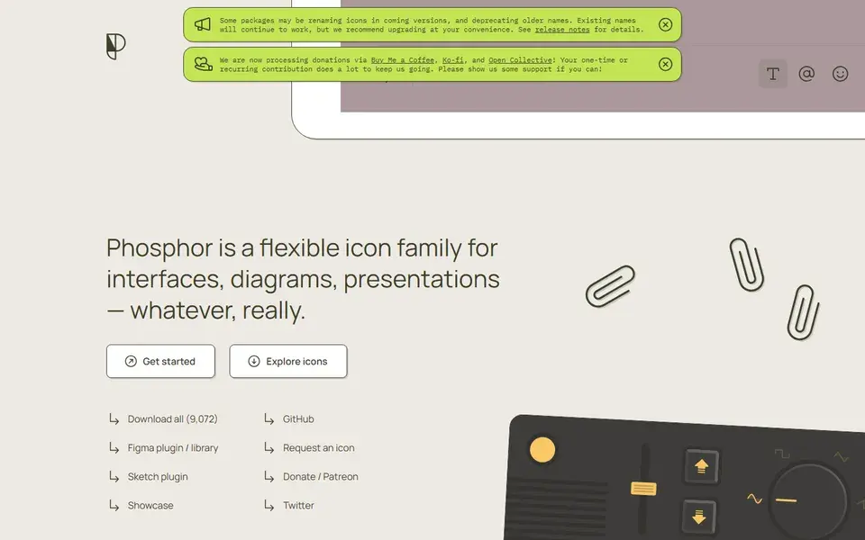 Phosphor Icons website preview