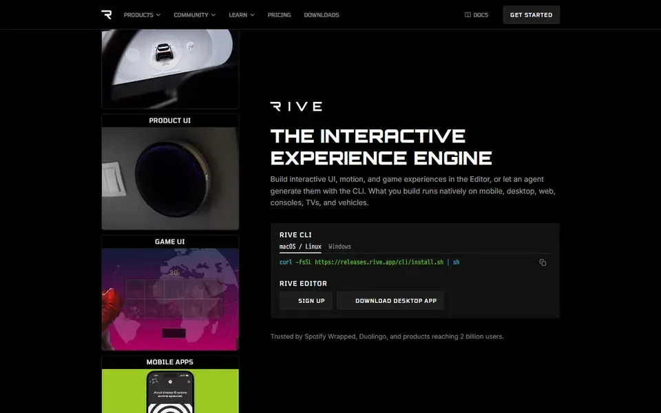 Rive website preview