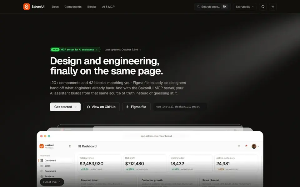 SakaniUI website preview