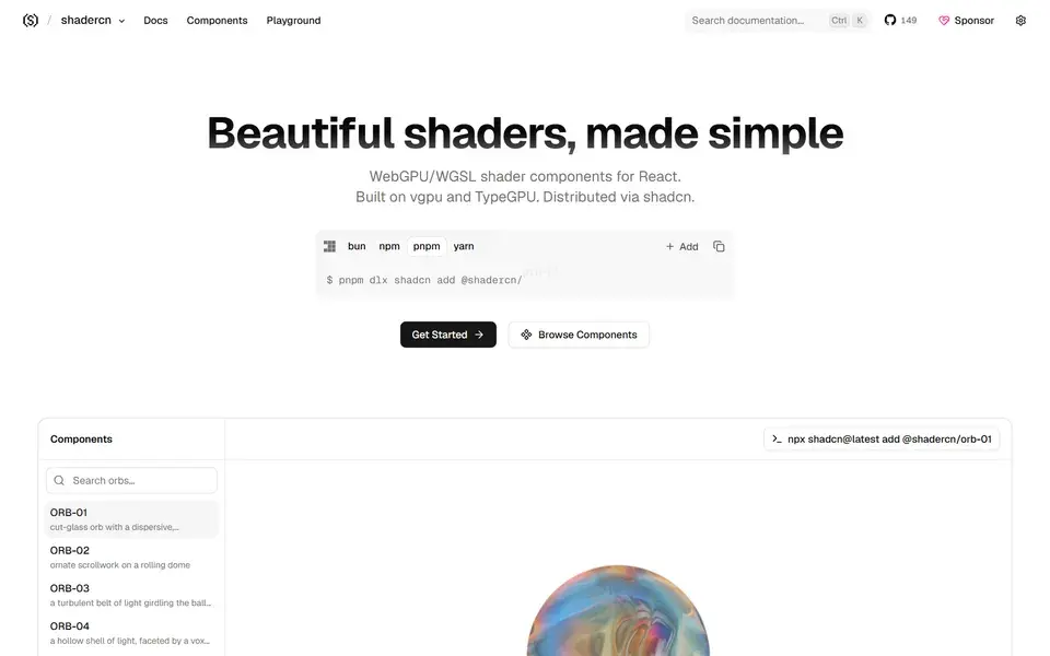 ShaderCN website preview