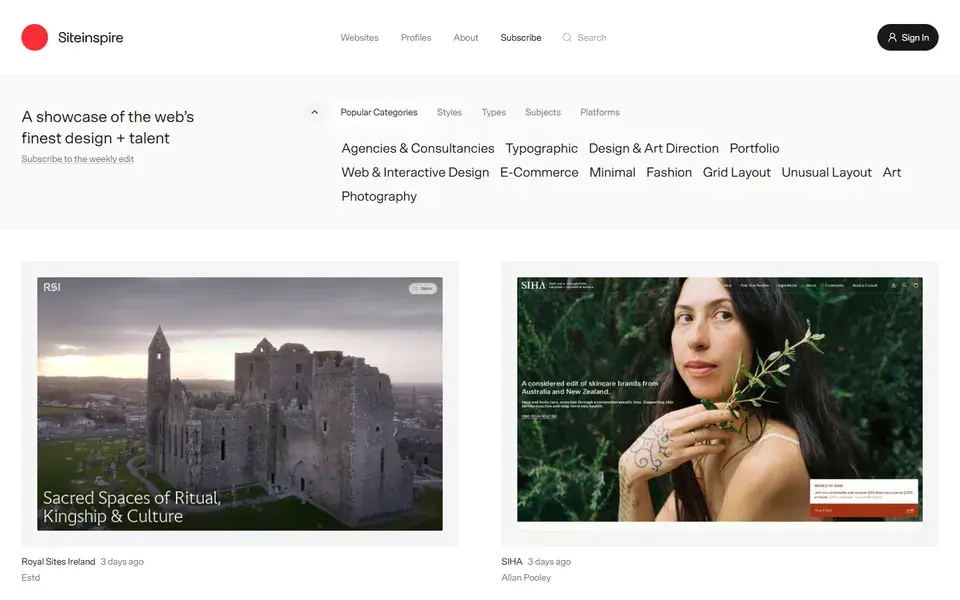 SiteInspire website preview