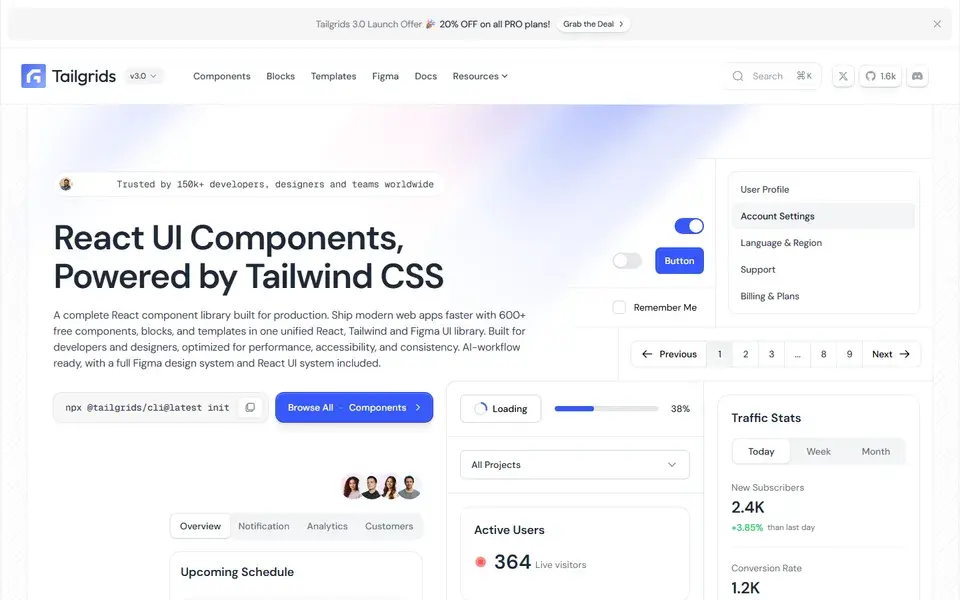 Tailgrids UI website preview