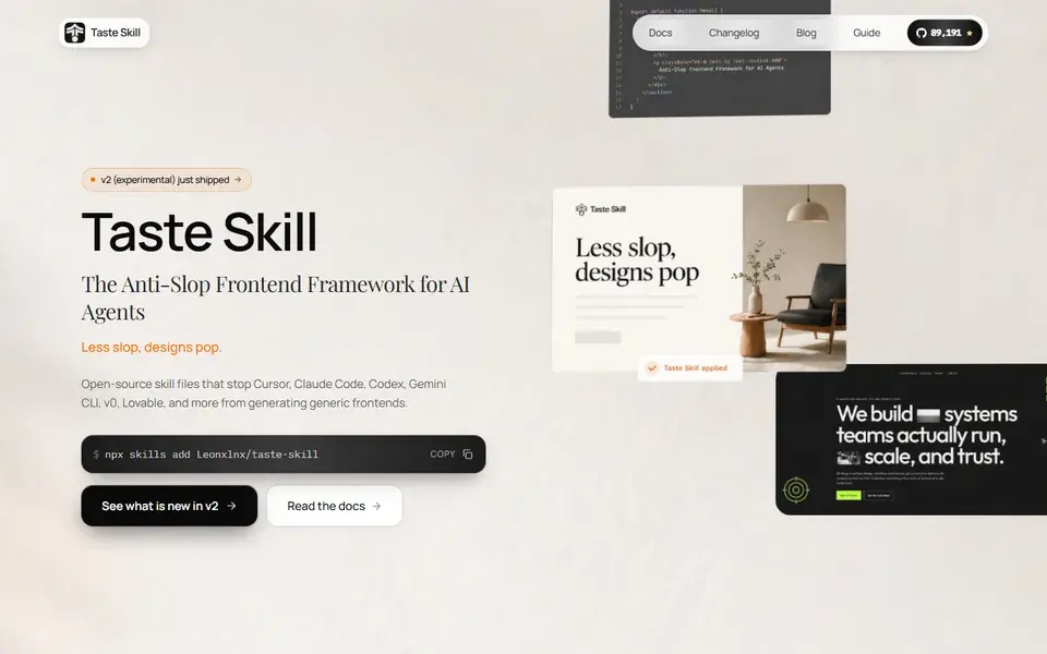 Tasteskill website preview