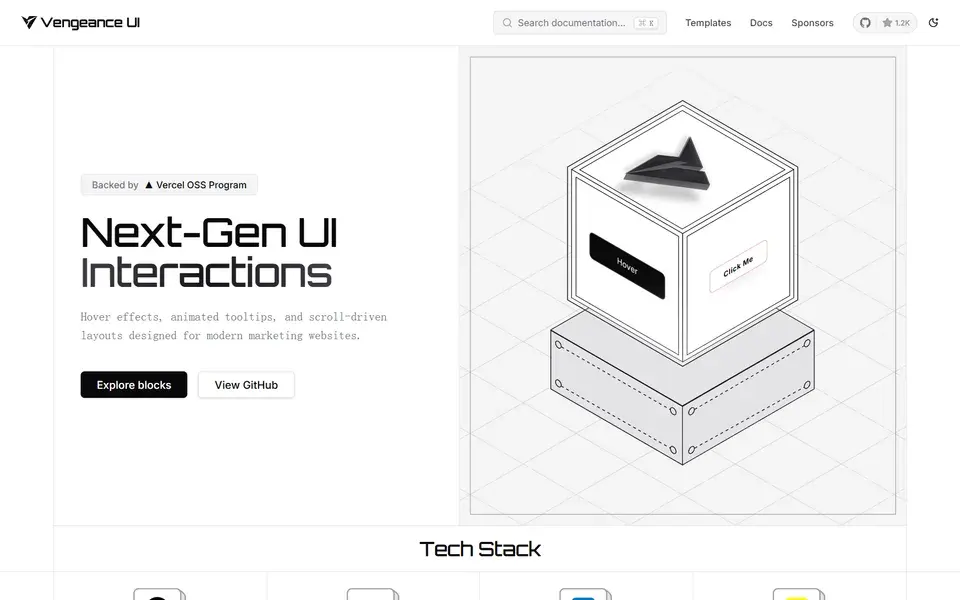 Vengeance UI website preview