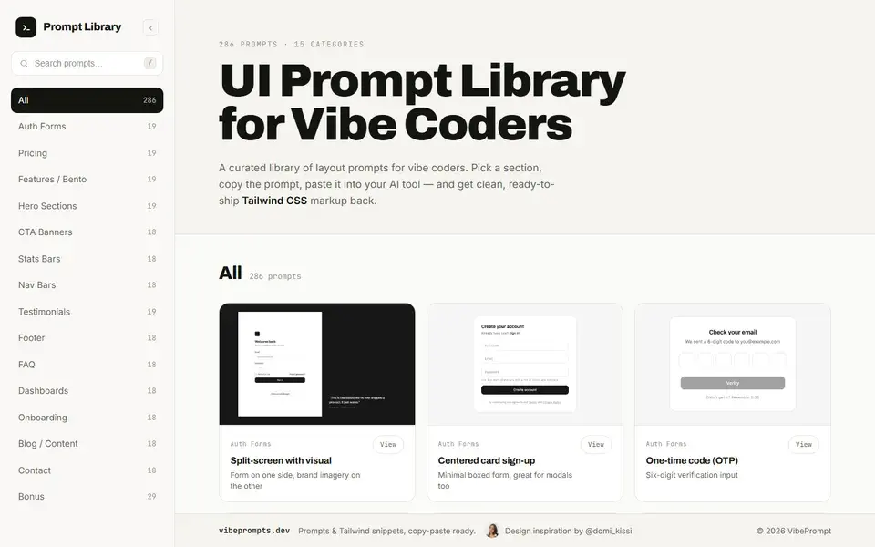 Vibeprompts website preview