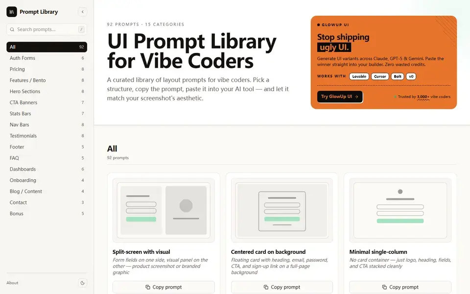 VibeUI website preview