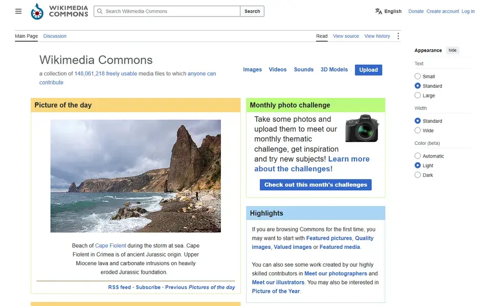 Wikimedia website preview