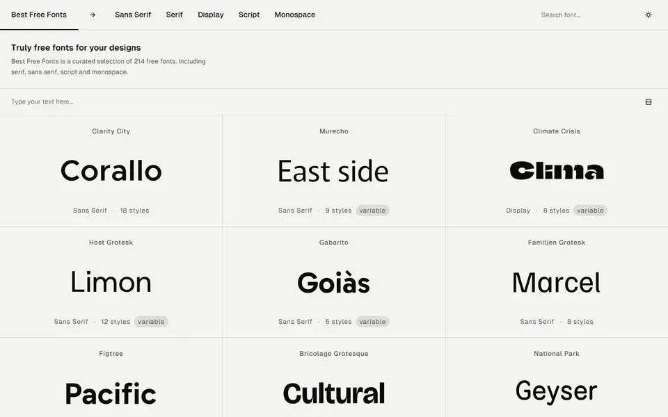 Bestfreefonts website preview