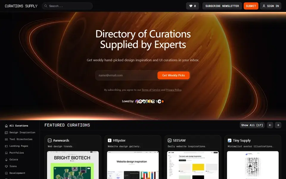 Curations website preview