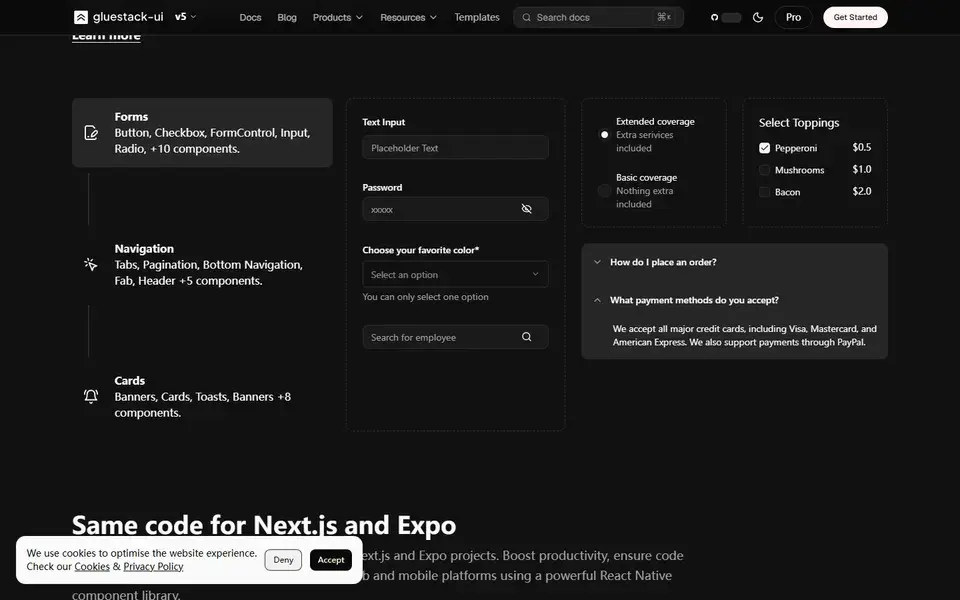 Gluestack website preview