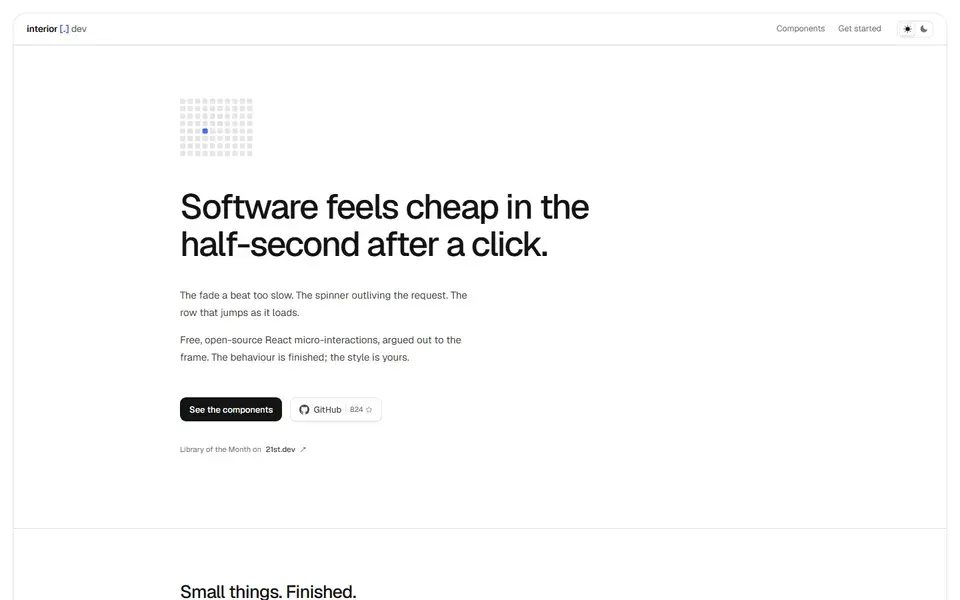 Interior.dev website preview