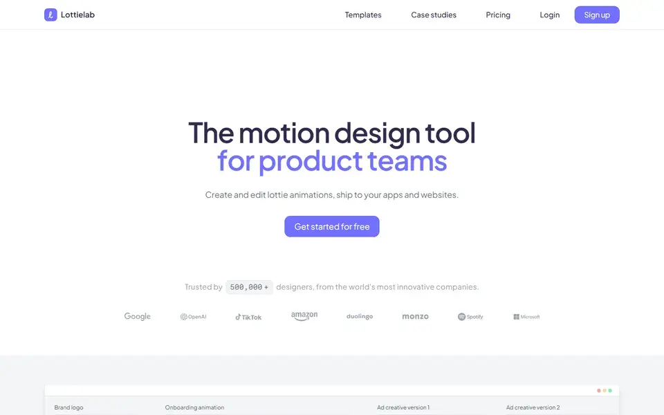 LottieLab website preview