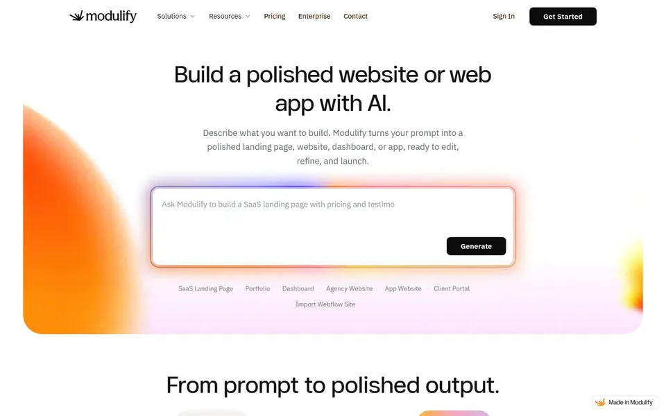 Modulify website preview