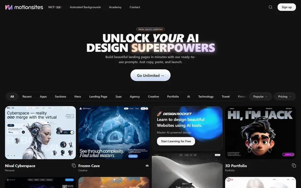 Motionsites website preview