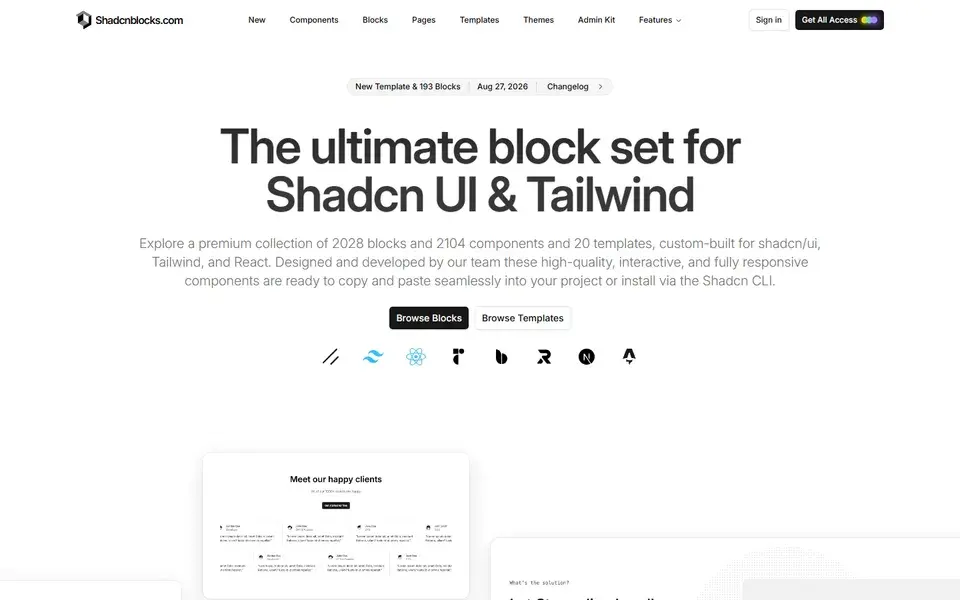 Shadcnblocks website preview
