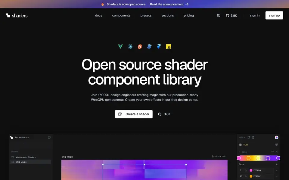 Shaders website preview