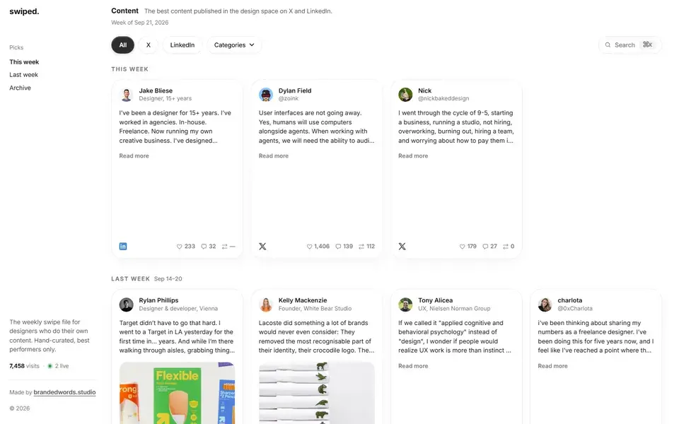 Swiped website preview