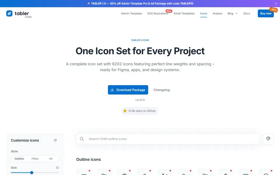 Tabler website preview
