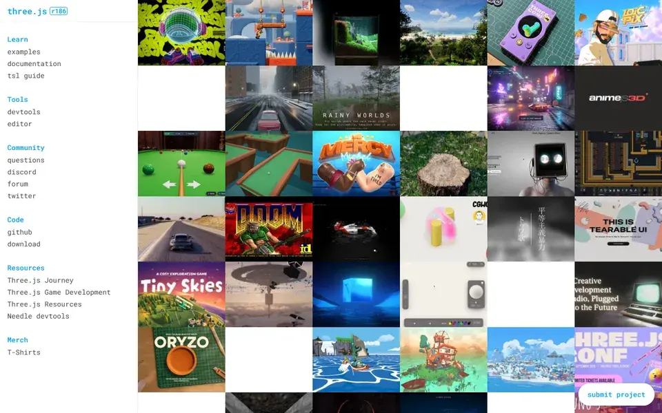 Three.js website preview