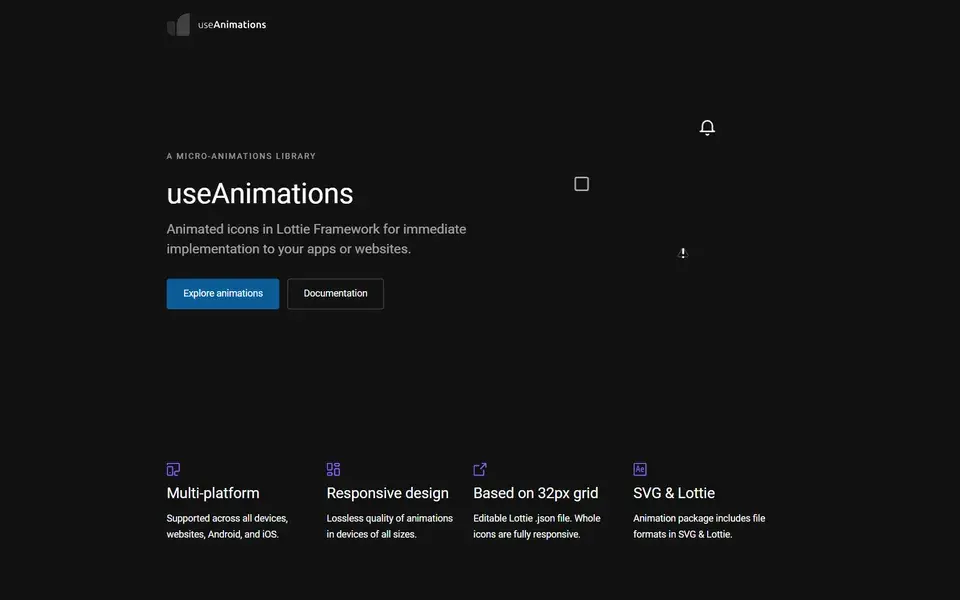 useAnimations website preview