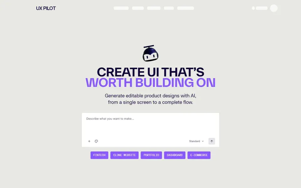 UX Pilot website preview